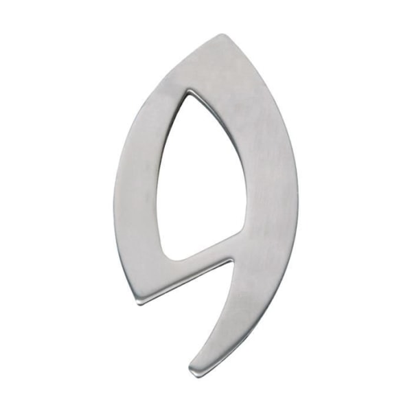 Vägghängt husnummer "9" i rostfritt stål - Grå - L 5 x H 10 cm