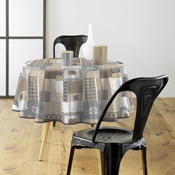 Rund duk i PVC "Costa" - Beige - 1D 160 cm Beige