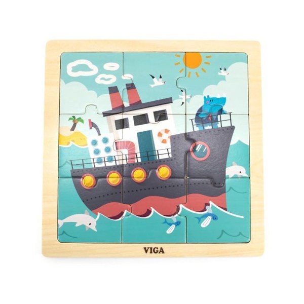 Viga - Pussel 9 bitar i trä Båt