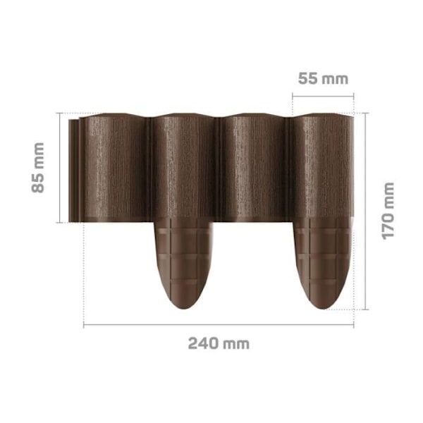 Trädgårdsstaket - Cellfast - 10 stycken - 85 mm x 24 mm - rundad eller rak form - ECO brown Brun