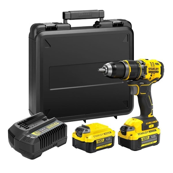 Stanley - V20 Slagborrskruvdragare 80 Nm BORSTLÖS - Litium 18V - 2 4A batterier - SFMCD721M2K-QW Gul