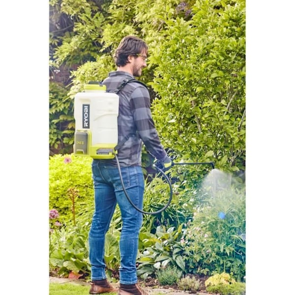 RYOBI - 18V ryggsäcksspruta - upp till 6,2 bar - flöde 1 l/min till 1,8 l/min - 15 L tank - säljs utan batteri - RY18BPSB-0 Grön och kolgrå