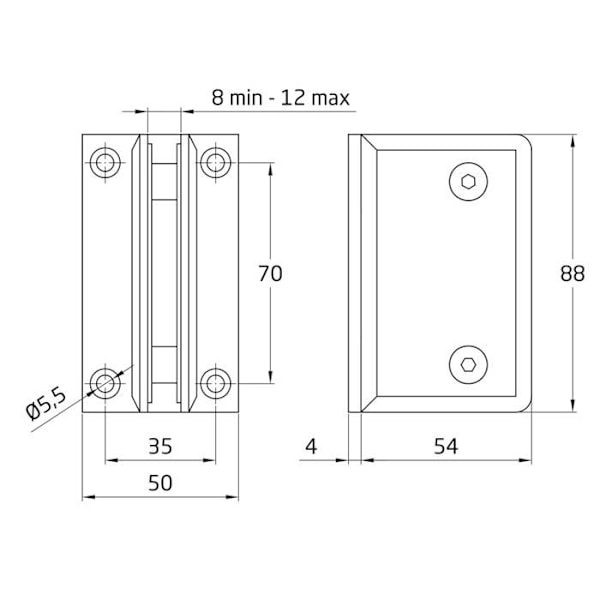 Fixerat duschstöd - Amig - 22624 - Zamak - Rostbeständig - Mått 88x54mm
