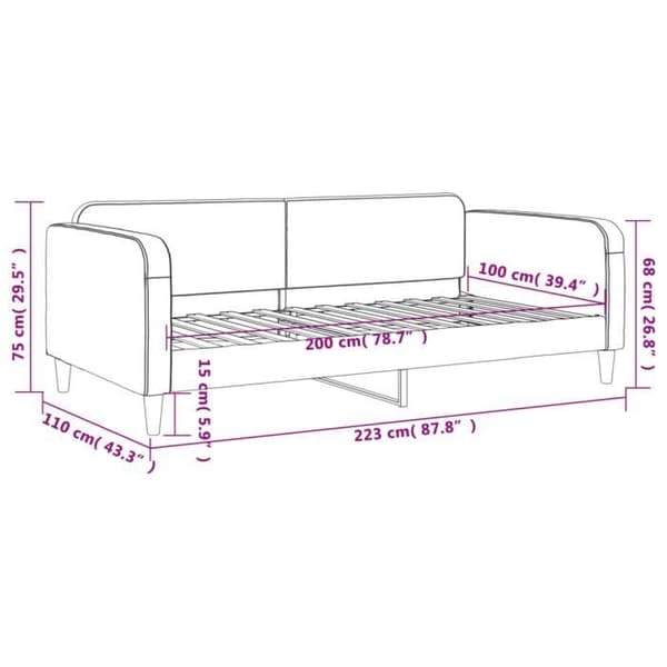 vidaXL Dagbädd Ljusgrå 100x200 cm Tyg 354038 Grå
