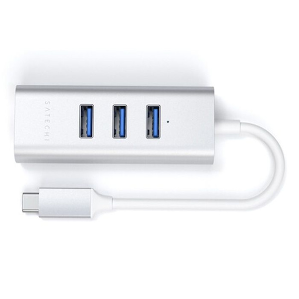 HUB USB Typ-C - Satechi - 3 portar USB 3.0 - Aluminium - Ethernet Gigabit - Plug and Play
