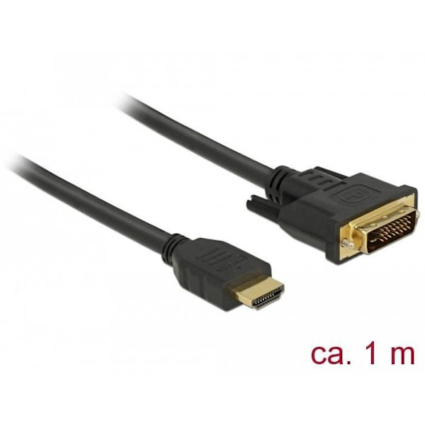 HDMI till DVI-kabel DeLOCK 85652 - 1m - Svart - Tvåvägs datatransfer Svart