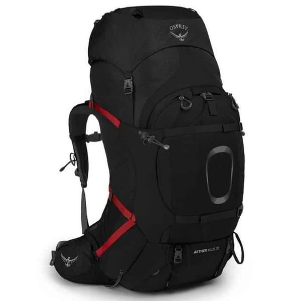 Ryggsäck för vandring - OSPREY - Aether Plus - 70L - Hög hållfasthet nylon - Vattentät Svart