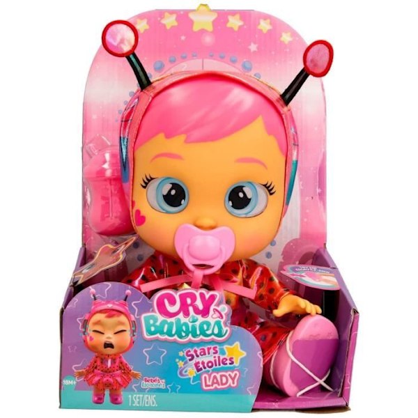 Cry Babies Stars docka - Lady - IMC TOYS - 911383 - 30cm - LED-stjärnor - Gråtfunktioner - Rosa