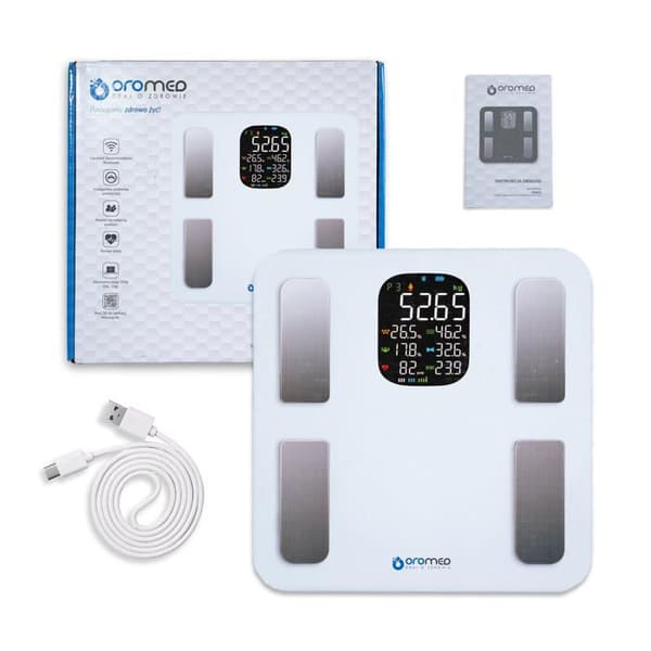 Badrumsbalans - Oromed - ORO-BLUETOOTH SMART - Kroppsanalyse - Bluetooth - Vit