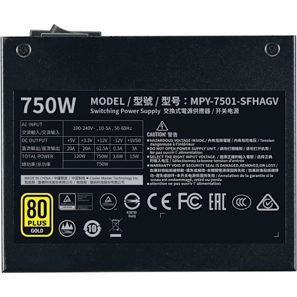 COOLER MASTER V750 SFX Gold - 750W SFX strömförsörjning - 100% modulär (Certifierad 80 Plus GOLD 10 års garanti)