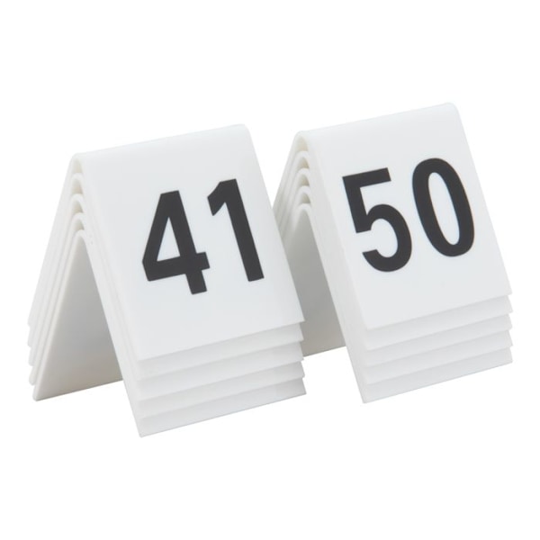 Bordskyltar - TN - 10 stycken - Vit PVC - Numrerade 41-50 - Ej tvättbara Vit