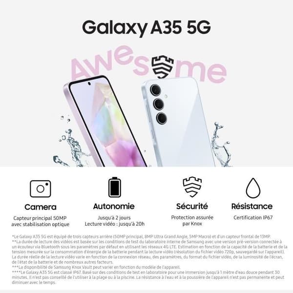 Samsung Galaxy A35 Smartphone 256 GB 5G Midnattsblå Midnattsblå