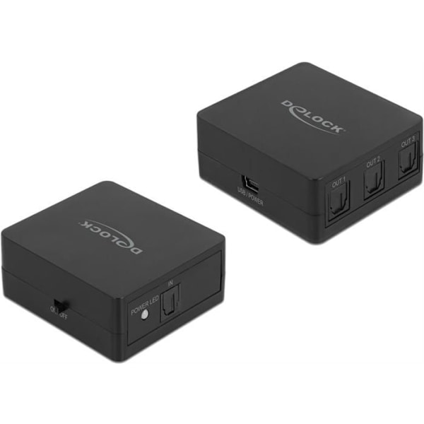 Cables Delock - 63397 - S/PDIF Toslink Splitter 1 in 3 Out med USB-strömförsörjning