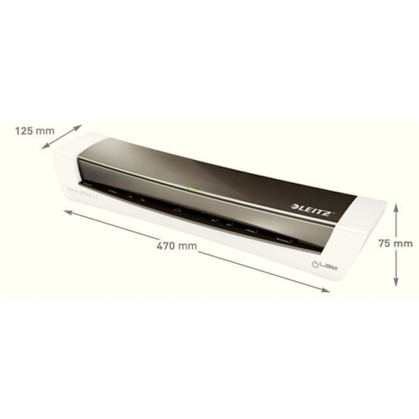 A3 laminator - Leitz - ILAM - Kompakt design - 3 minuters förvärmning - Påsar 80 till 125 mikron Mörkgrå