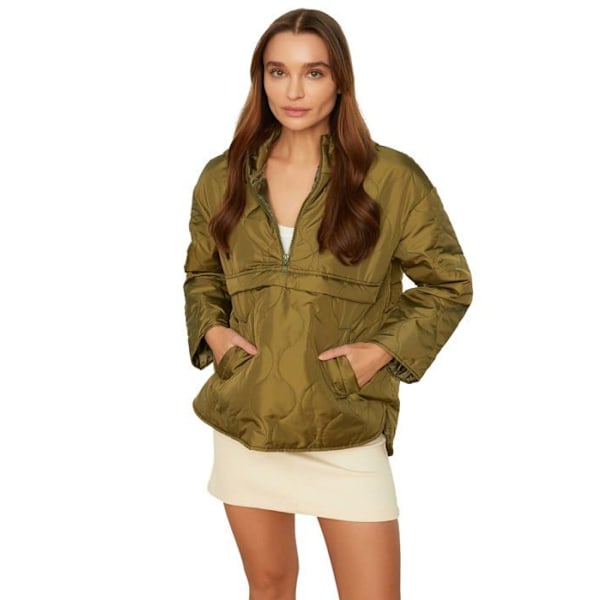 Kappa - ärtrock - överrock Trendyol - TWOAW22MO0068 - Khaki Hooded Oversize Kangaroo Uppblåsbara kappor Damrock Kaki jag