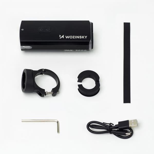 Cykelbelysning fram med USB-C-kabel, 3000 lm - Svart