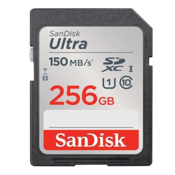 SanDisk 256GB Ultra SDXC SD SDXC-kort minneskort upp till 150MB/s, A1-klassad, UHS-I-kort, klass 10, U1