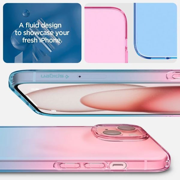 Telefonfodral - telefon bumper Spigen Liquid Crystal Fodral till iPhone 15 - Rosa Gradation Rosa