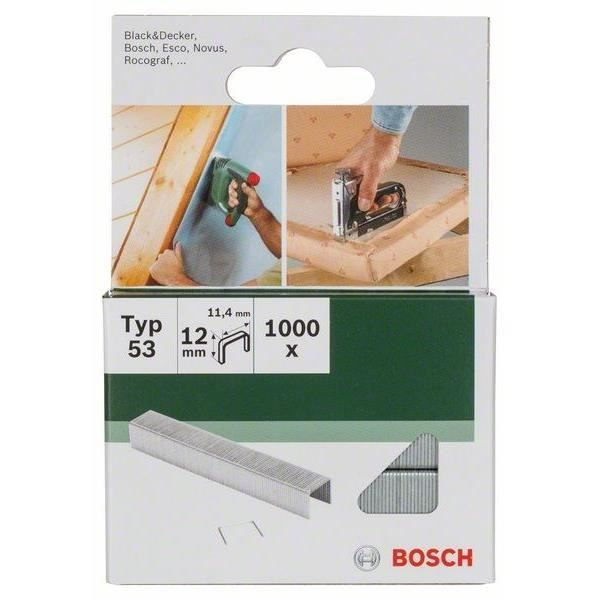 Häftklamrar - BOSCH - Typ 53 - Paket om 1000 - 12 mm - Metall - Universalfäste
