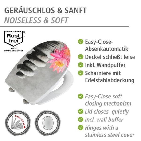 Toalettsits - WENKO - Näckros - Termoplast - Flerfärgad - Oklippbar Flerfärgad