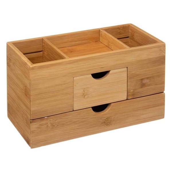 Organisatör 2 lådor/3 fack bambu brun