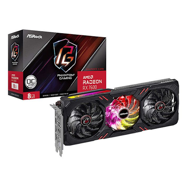 ASROCK AMD Radeon RX 7600 Phan Svart