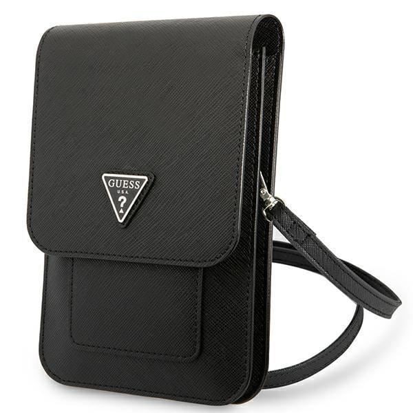 Guess Wallet Saffiano Triangle Logo Phone Bag (svart) - 3666339050498