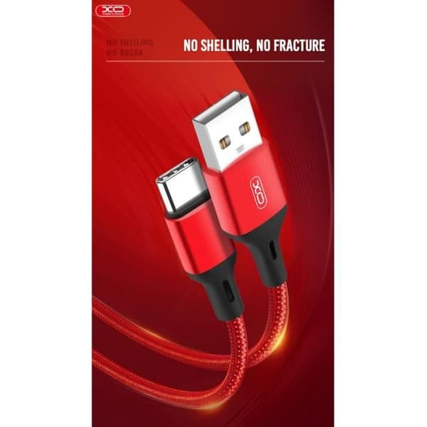 USB-C-kabel - XO - NB143 - 2m - Snabbladdning 2,4A - Flexibel silikon - Universell
