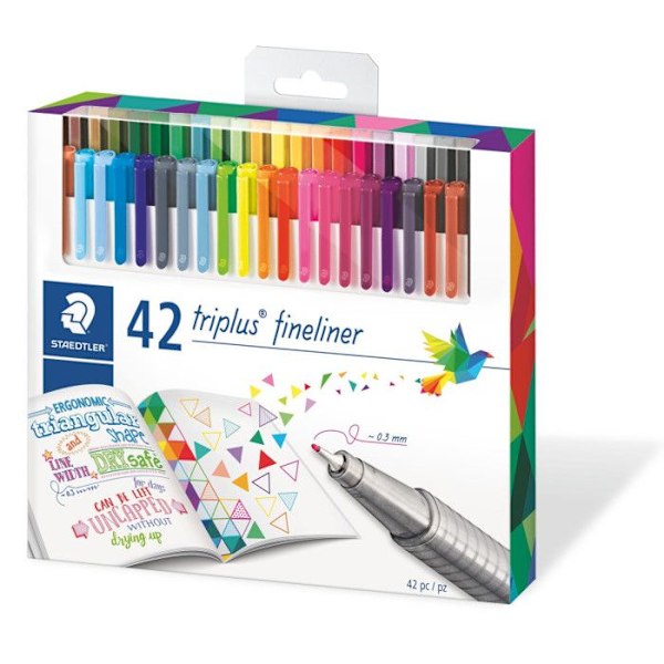 Feutrar - Staedtler - Triplus FineLiner 334 - 42 Assorterade - SuperFine spets 0,3 mm - Kontor Blandad