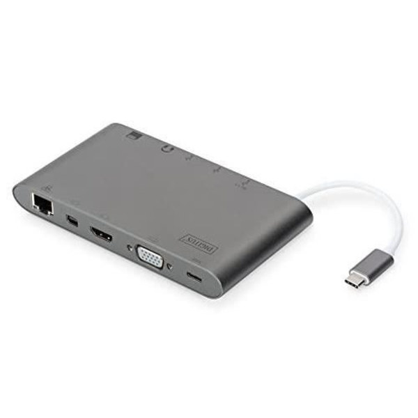 Universal dockningsstation, grå dockningsstation, USB-C, HDMI, strömförsörjning