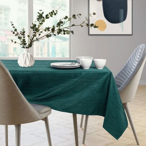 Rektangulär duk Vesta AmeliaHome 150x500 cm - Mörkgrön polyester, fläckavvisande mörkgrå melerad