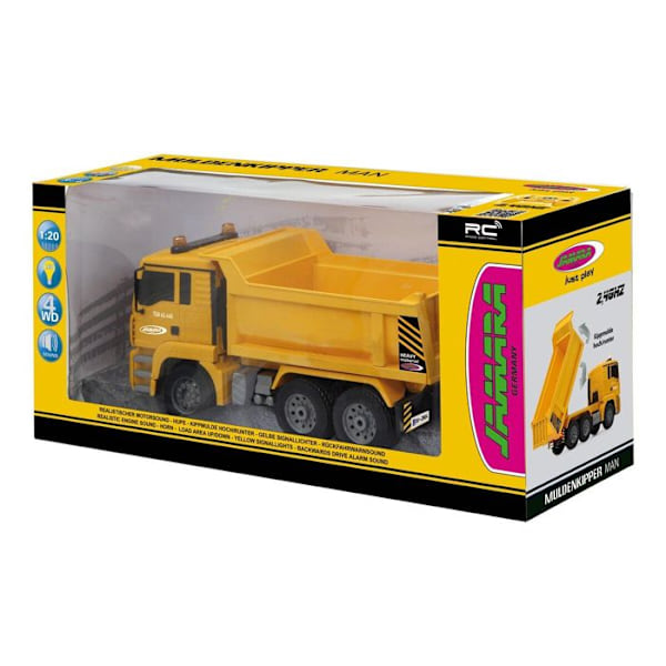 MAN 2,4 GHz 1:20 Fjärrkontroll Dumper - JAMARA - Realistiskt motorljud - Gula LED-lampor Flerfärgad