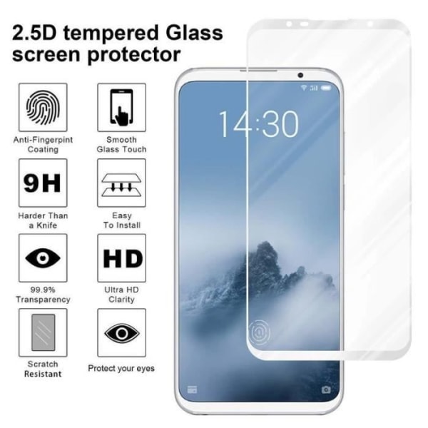 Cadorabo härdat glas för MEIZU 16TH Vit 'filmskydd MEIZU 16TH