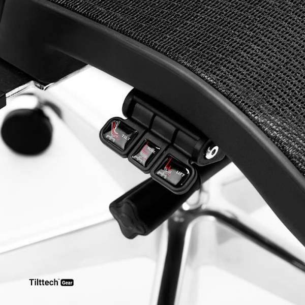 Diablo V-Commander Ergonomisk kontorsstol 3D-armstöd Svankstöd Nackstöd Justerbart säte Mesh Tyg Svart Svart