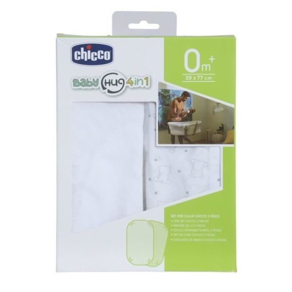 CHICCO Set med 2 Baby Kram 4 i 1 påslakan - Teddybjörnsmönster Teddybjörnmönster
