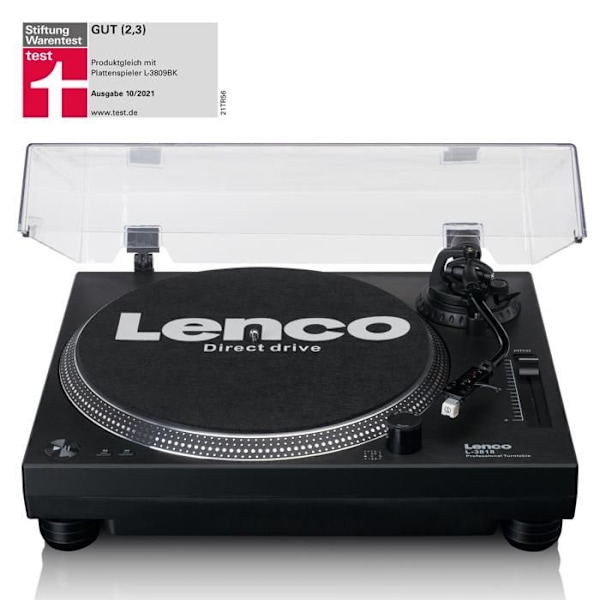 Lenco L-3818BK - Direktdriven skivspelare med USB/PC-kodning - Svart Svart