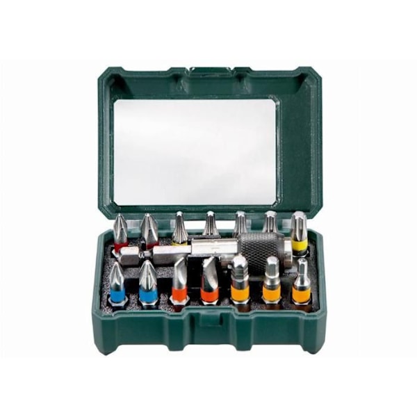 METABO tillbehörslåda - 15 stycken - 14 S2 bitar - L 25 mm med färgkod och magnetadapter Grå