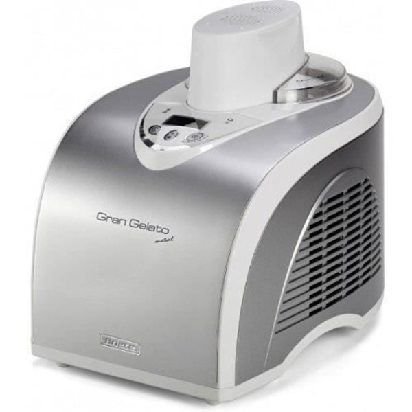 Ariete GELATERIS 693 - Turbinglassmaskin - Sorbet klar på 20 minuter - 135W - 1 liter - LCD-skärm - Rostfritt stål/Vit