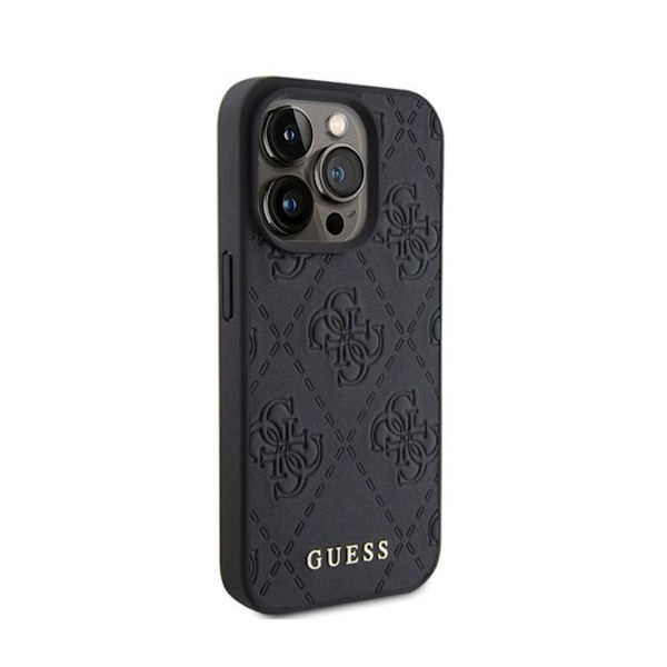 Etui för iPhone 15 Pro - Guess - Läder 4G - Svart - Semi-hård - Unisex Svart