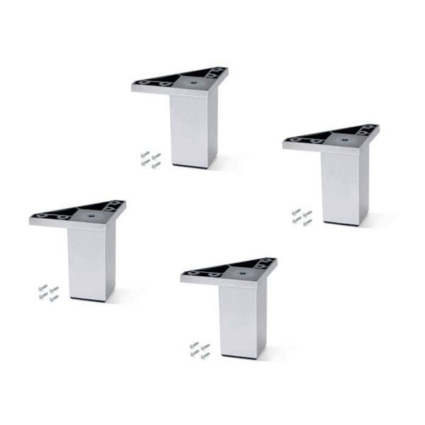 Emuca Set med 4 fot för Alumix 1 möbel, höjd 80 mm, Plast, Metallic grå