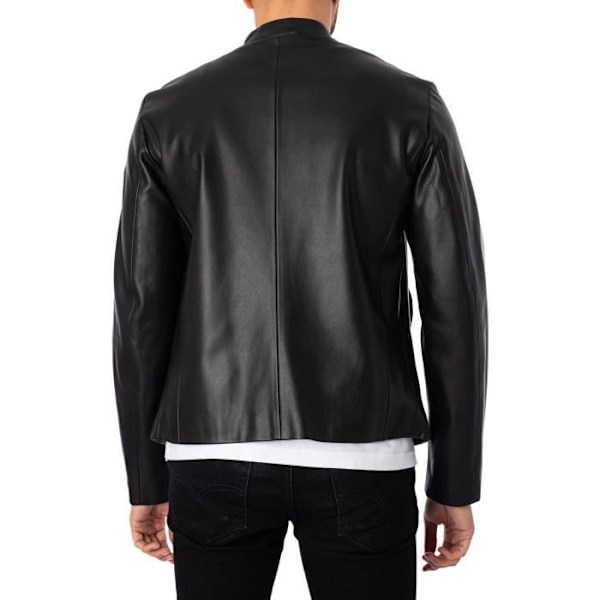 Imiterad skinnjacka - Armani Exchange - Herr - Svart - Fickor med dragkedja - Bred krage Svart XL