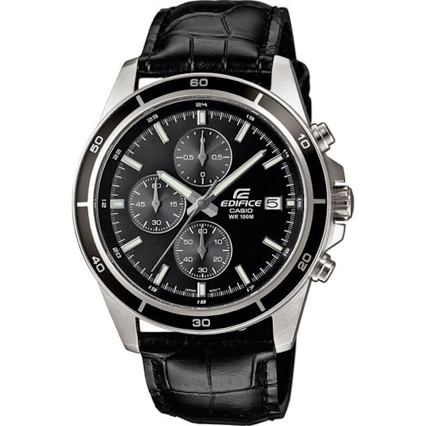 Klocka - CASIO - EDIFICE - Äkta läder - Svart - Vattentät 10 Atm Svart