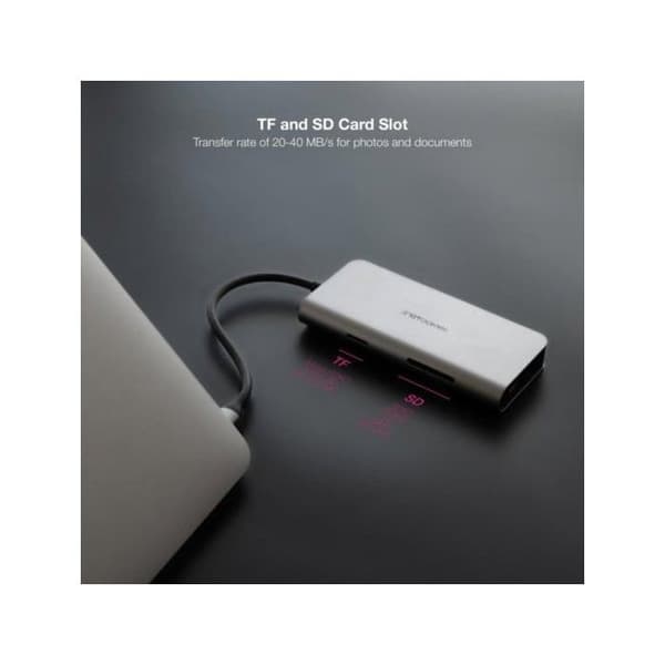 Dockningsstation - NANO KABEL - Typ-C 8 i 1 - 3xUSB-A - HDMI 4K - RJ45 1 Gbps