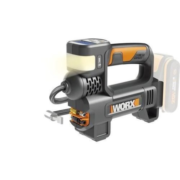 Worx - 150 PSI - 20V sladdlös luftkompressor och LED-spotlight - (kommer utan batteri eller laddare, medföljer