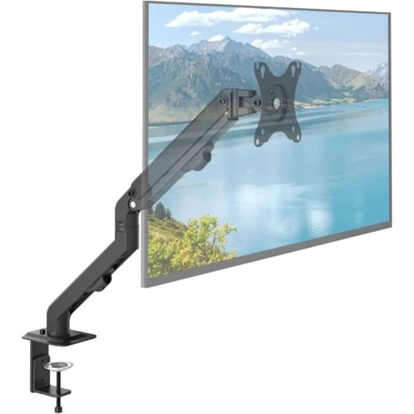 ACROPAQ Stöd för PC-skärm 17" till 27" - Universell monitorarm med fjäder - 360° rotation - Bords tjocklek 10-80mm - Snabb montering - Svart