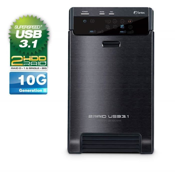 Fantec QB-X2U31 Externt RAID-chassi för SATA I/II/III 3,5 och 2,5 med USB 3.1 Typ C till Typ