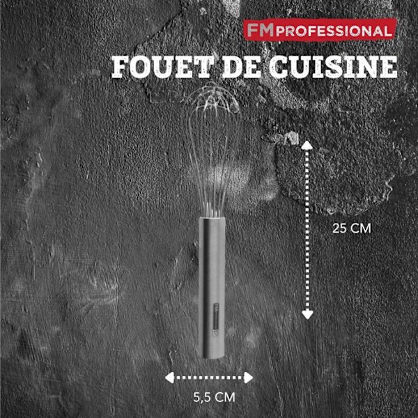 Köksvisp - FM Professional - 25 cm - Rostfritt stål - Ergonomisk - Praktisk Grå