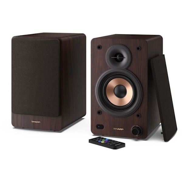 Bluetooth-högtalare - SHARP - CP-SS30(BR) - Brun bokhylla - 2x 30W - 2-vägs - Trådlös - 60W RMS kastanj