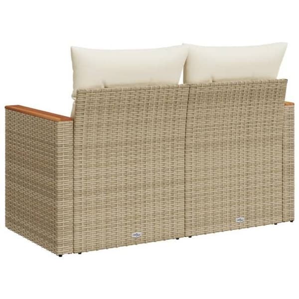 vidaXL trädgårdssoffa med kuddar 2-sits beige hartsrotting 366082 beige