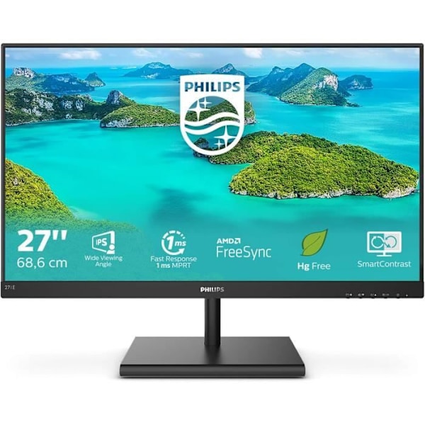 Philips 271E1SD Skärm 68 cm 27 Tum VGA, HDMI, Svarstid på 4 ms, 1920 x 1080, 75 Hz, FreeSync Svart Svart
